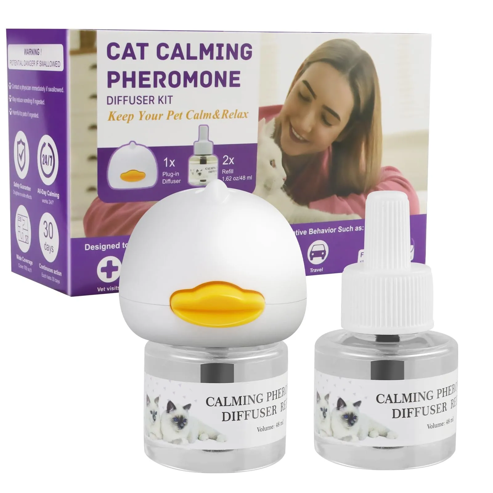 96ML 1 Diffuser 2 Soothing Liquid Emotion Stabilizing Anti-Stress Electric Heating Cat Soothing Pheromone Soothing Agent Set
96ML 1 Diffuser 2 Soothing Liquid Emotion Stabilizing Anti-Stress Electric Heating Cat Soothing Pheromone Soothing Agent Set