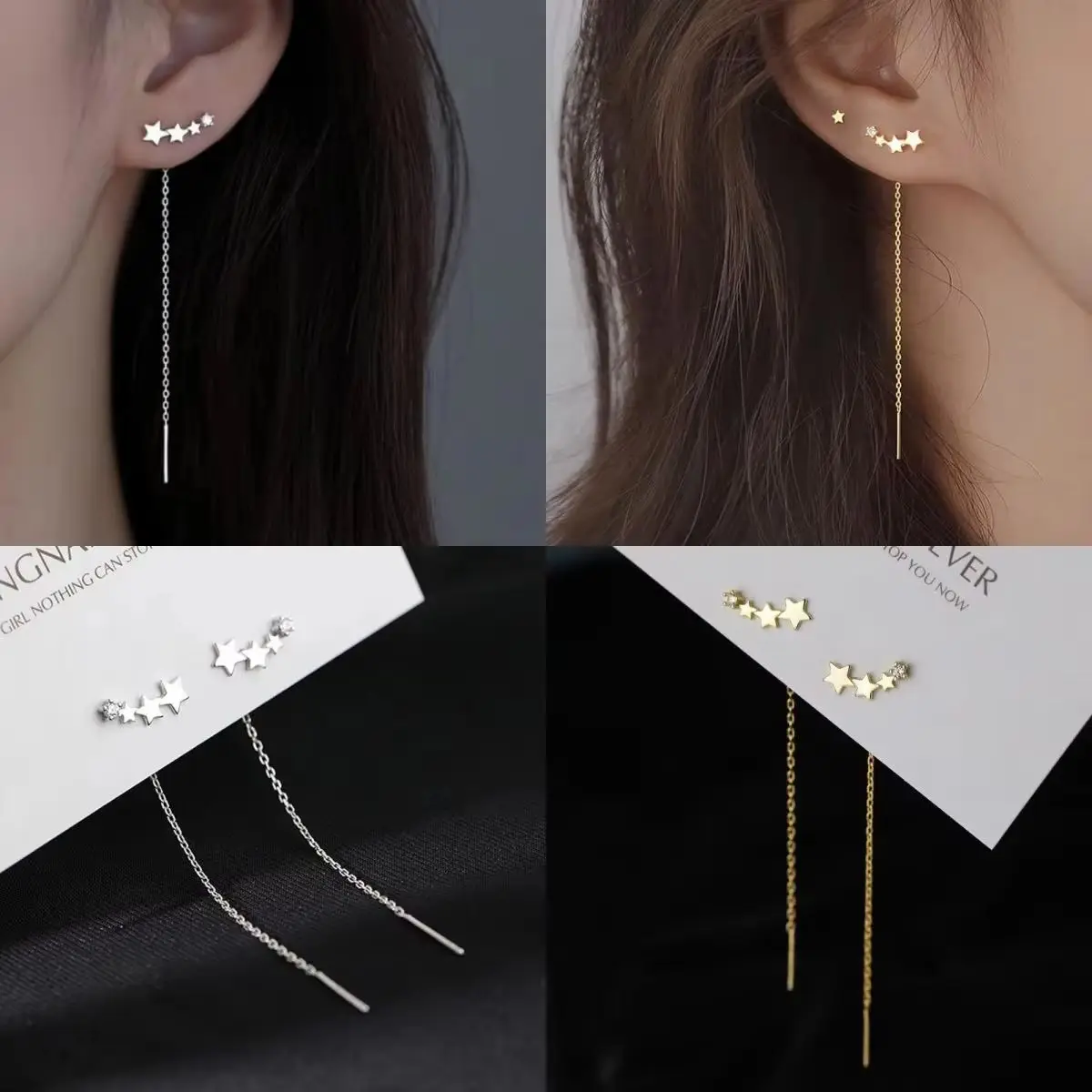 Gold Silver Star Tassel Chain Earrings for Women Simple Fashion Jewelry Gift Suitable for Office And Girls
Gold Silver Star Tassel Chain Earrings for Women Simple Fashion Jewelry Gift Suitable for Office And Girls