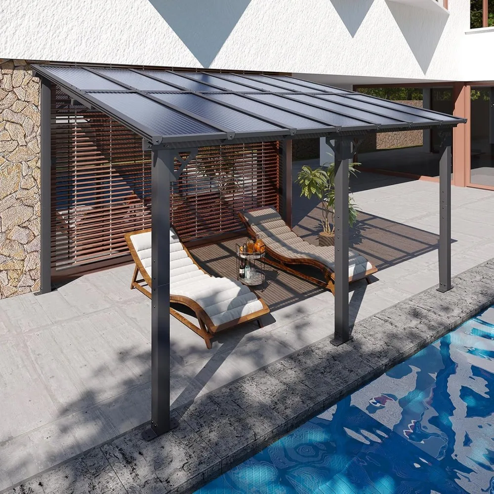 10x14FT Lean to Gazebo, Hardtop Metal Pergola with Polycarbonate Roof, Large Wall Mounted Heavy Duty Awnings, Patio, Customized
10x14FT Lean to Gazebo, Hardtop Metal Pergola with Polycarbonate Roof, Large Wall Mounted Heavy Duty Awnings, Patio, Customized