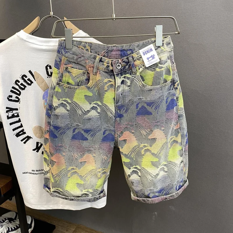 Men's Denim Shorts 2026 Vintage Style Loose Straight Jacquard Color Light Thin Denim Fabric Fashion Knee Length 5 Inches Summer
Men's Denim Shorts 2026 Vintage Style Loose Straight Jacquard Color Light Thin Denim Fabric Fashion Knee Length 5 Inches Summer