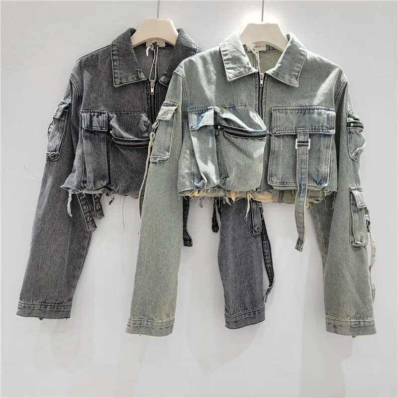 2025 Spring new product women vintage multi pocket ripped denim short jacket Loose Big Pocket Lapel Long Sleeve Denim Jacket
2025 Spring new product women vintage multi pocket ripped denim short jacket Loose Big Pocket Lapel Long Sleeve Denim Jacket