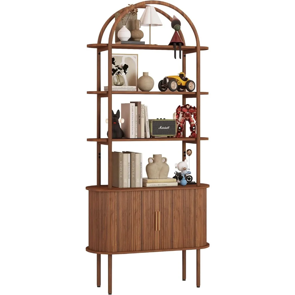 71" Tall Fluted Arched Bookshelf with Sliding Tambour Doors, Mid Century Modern Curved Bookshelf Cabinet with Storage, 4-Tier Op
71" Tall Fluted Arched Bookshelf with Sliding Tambour Doors, Mid Century Modern Curved Bookshelf Cabinet with Storage, 4-Tier Op