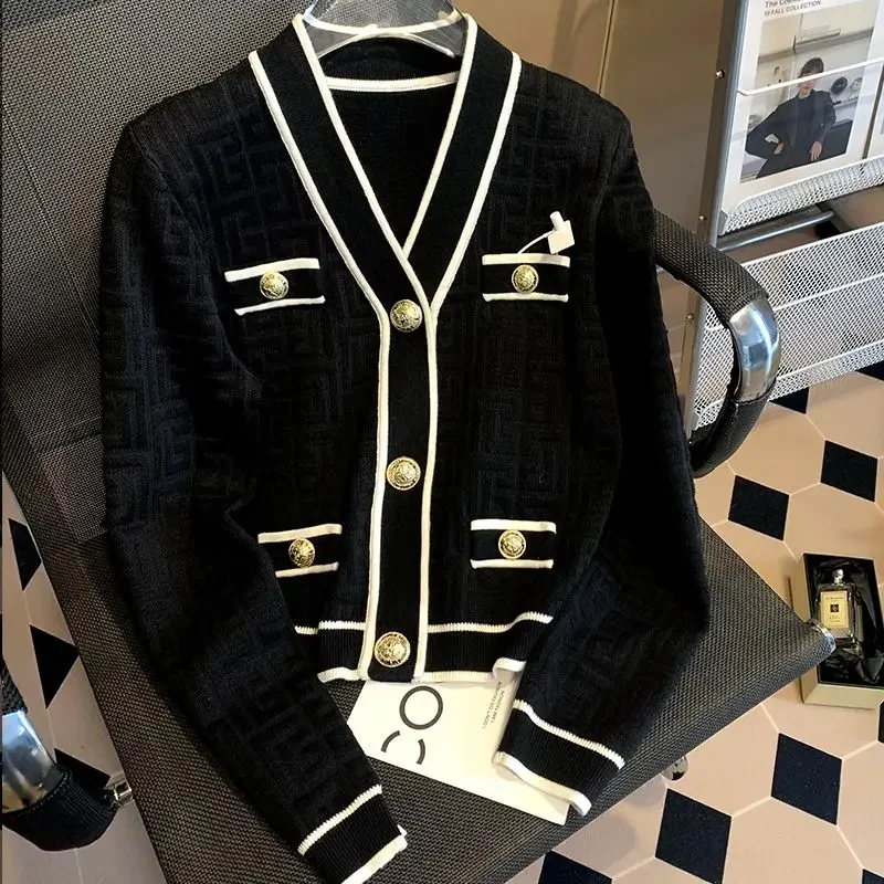 V Neck Elegant Women Cardigans Contrast Color Korean Fashion Vintage Sweaters Autumn Winter Sweet Sueter Mujer
V Neck Elegant Women Cardigans Contrast Color Korean Fashion Vintage Sweaters Autumn Winter Sweet Sueter Mujer