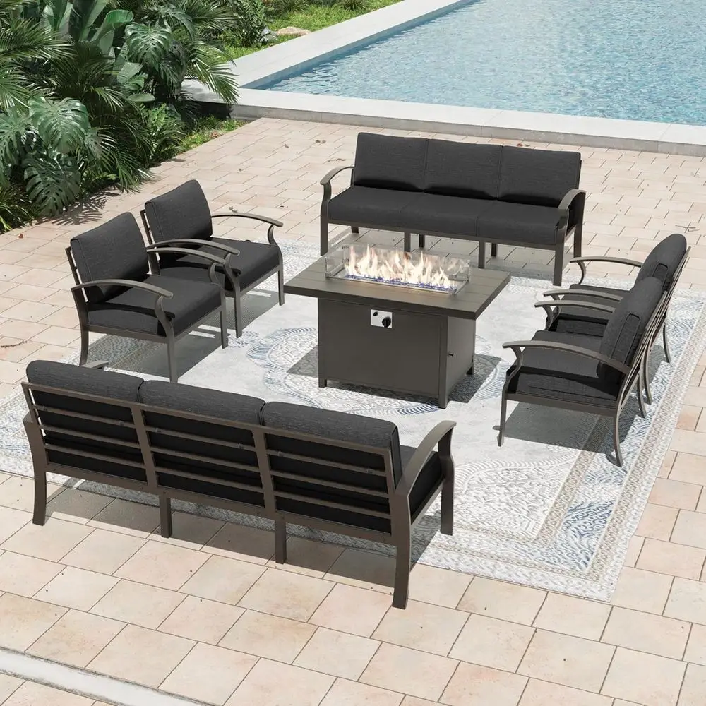 Metal Outdoor Patio urniture Set or 10,Patio Sectional Set w/Propane ire Pit Table,Outside urniture w/Removable Sponge Cushion o
Metal Outdoor Patio urniture Set or 10,Patio Sectional Set w/Propane ire Pit Table,Outside urniture w/Removable Sponge Cushion o