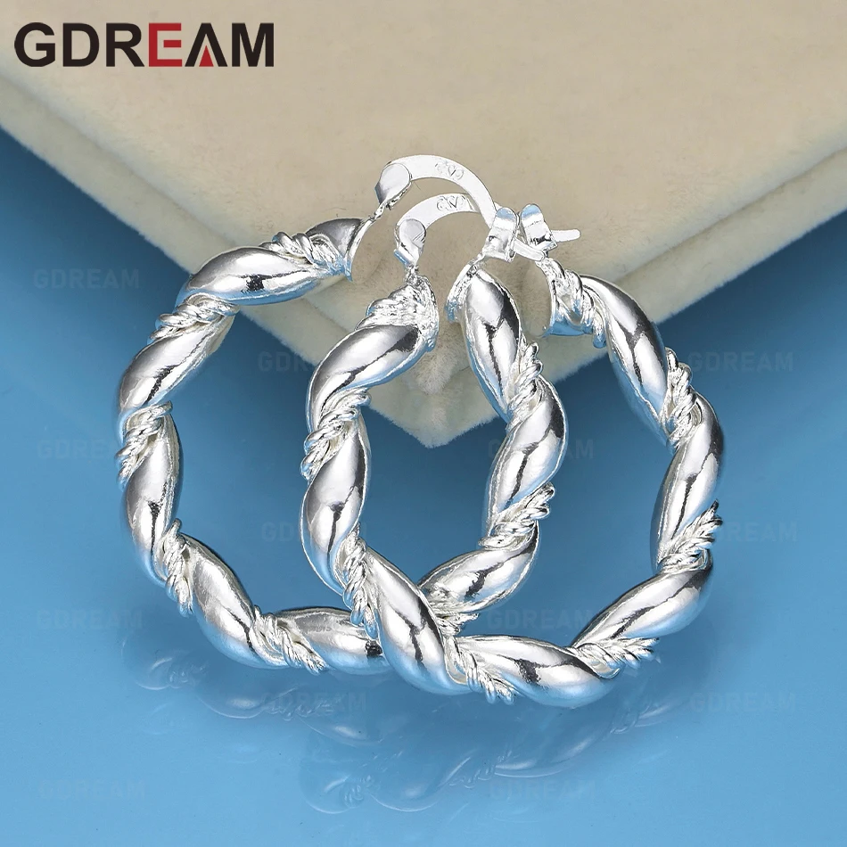 GDREAM 925 Sterling Silver 35mm Wave Twisted Rope Earrings Small Fresh Design Women'S Engagement Jewelry 
GDREAM 925 Sterling Silver 35mm Wave Twisted Rope Earrings Small Fresh Design Women'S Engagement Jewelry
