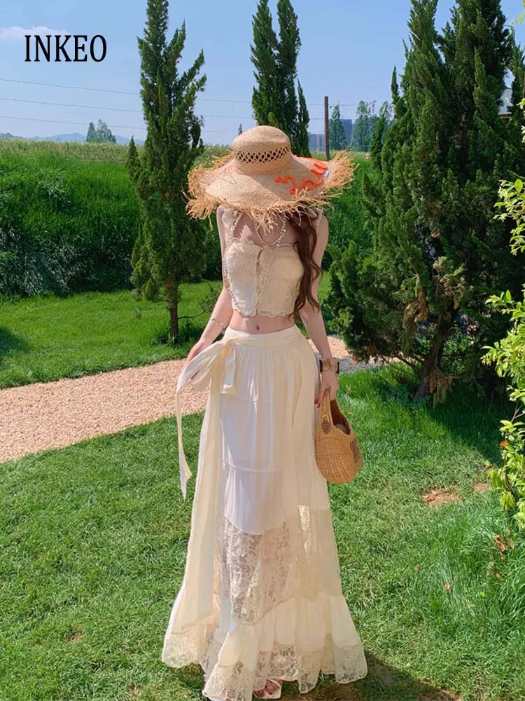 Sexy Lace patchwork 2 Piece set women 2026 Summer Vintage Embroidery Tank top slim and long skirt Romantic outfit INKEO 6D091
Sexy Lace patchwork 2 Piece set women 2026 Summer Vintage Embroidery Tank top slim and long skirt Romantic outfit INKEO 6D091