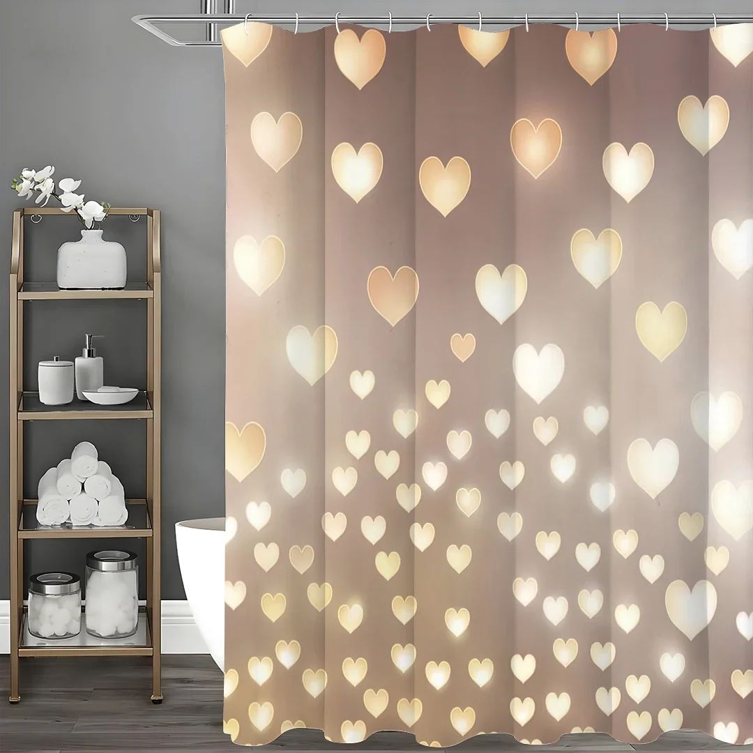 Valentine's Day Golden Heart Shower Curtain, Bathroom Decorative Shower Curtain, Waterproof Shower Curtain with Hooks
Valentine's Day Golden Heart Shower Curtain, Bathroom Decorative Shower Curtain, Waterproof Shower Curtain with Hooks
