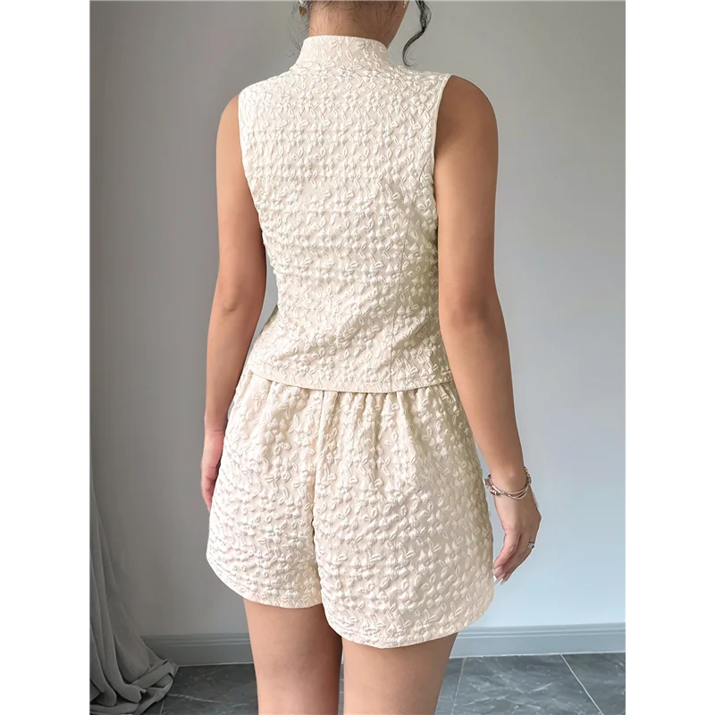 【SEE】Women's Summer Two Piece Sets Button Down Sleeveless Crop Vest Top And High Waisted Shorts Set
【SEE】Women's Summer Two Piece Sets Button Down Sleeveless Crop Vest Top And High Waisted Shorts Set