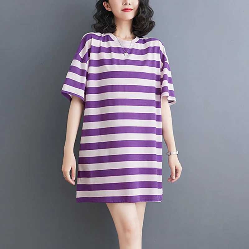 Fashion O-Neck Short Sleeve Striped Mini Dress Women's Clothing Summer New Oversized All-match Casual Dresses
Fashion O-Neck Short Sleeve Striped Mini Dress Women's Clothing Summer New Oversized All-match Casual Dresses