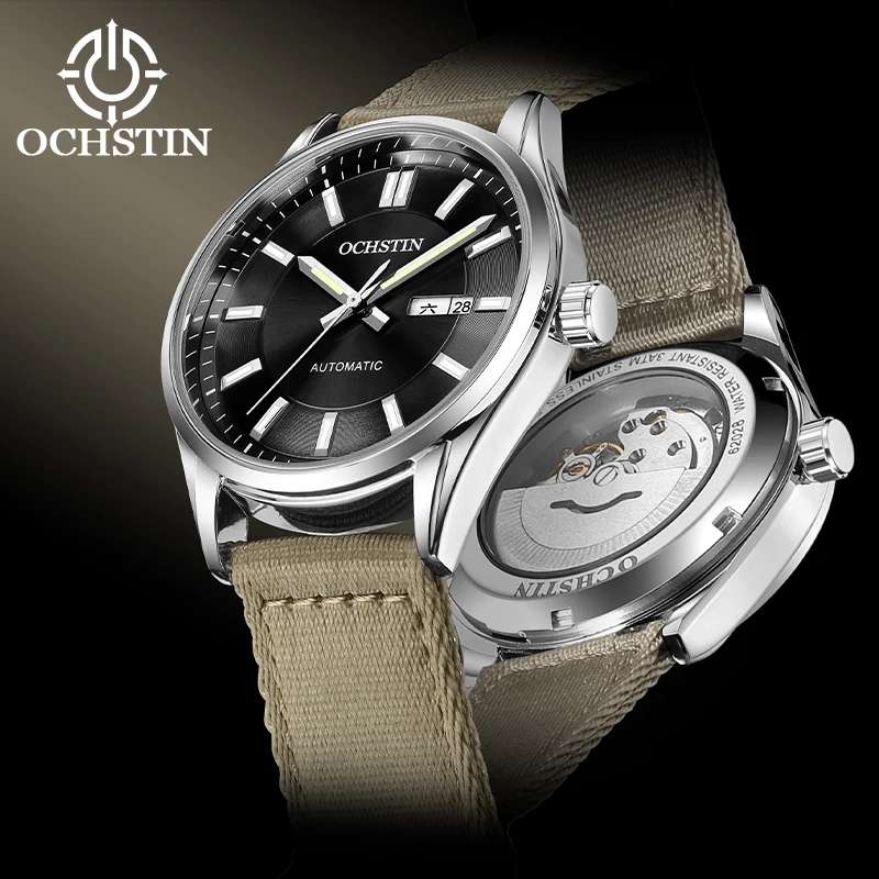 OCHSTIN Men Mechanical Watch Classic Automatic Date Day Luminous Dial Leather / Nylon Strap Male Business Gift Dress Wristwatch
OCHSTIN Men Mechanical Watch Classic Automatic Date Day Luminous Dial Leather / Nylon Strap Male Business Gift Dress Wristwatch