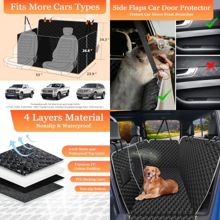 Dog Hammock for Truck with Flip Up Rear Seats, Waterproof Truck Dog Seat Cover Back Seat with Mesh Window, Compatible with F150
Dog Hammock for Truck with Flip Up Rear Seats, Waterproof Truck Dog Seat Cover Back Seat with Mesh Window, Compatible with F150