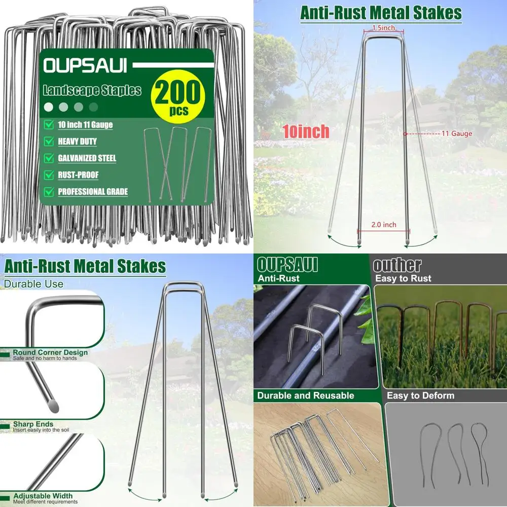 Оцинкованные 10-дюймовые 11-метровые ландшафтные скобы - 25/100/200 шт. садовые металлические колья для украшения ткани с барьером для сорняков
Оцинкованные 10-дюймовые 11-метровые ландшафтные скобы - 25/100/200 шт. садовые металлические колья для украшения ткани с барьером для сорняков