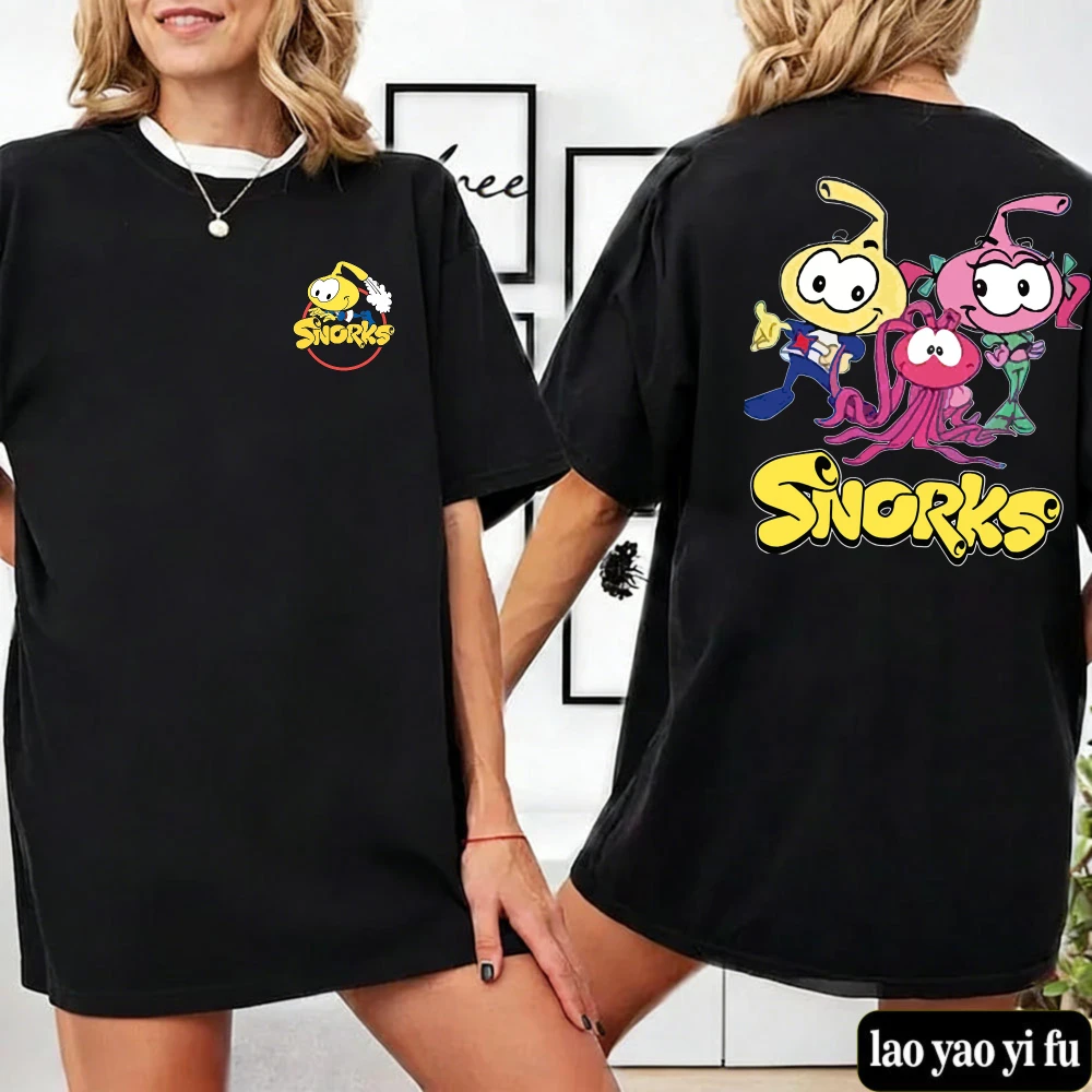 Unisex Snorks Classic Cartoon TShirt Double Sided Chest Back Graphic Casual Cotton Short Sleeve Streetwear Summer Women Clothing
Unisex Snorks Classic Cartoon TShirt Double Sided Chest Back Graphic Casual Cotton Short Sleeve Streetwear Summer Women Clothing