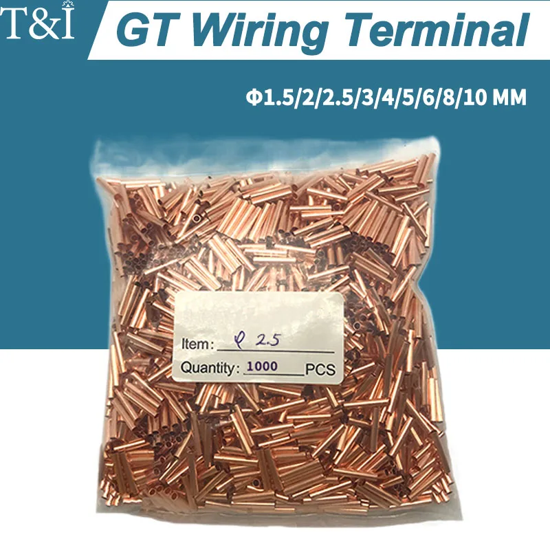 1000 PCS GT Copper Pipe and Wire Connector Terminal with Cold Crimping Joint - Reliable and Durable Copper Nose 1.5-10m㎡
1000 PCS GT Copper Pipe and Wire Connector Terminal with Cold Crimping Joint - Reliable and Durable Copper Nose 1.5-10m㎡