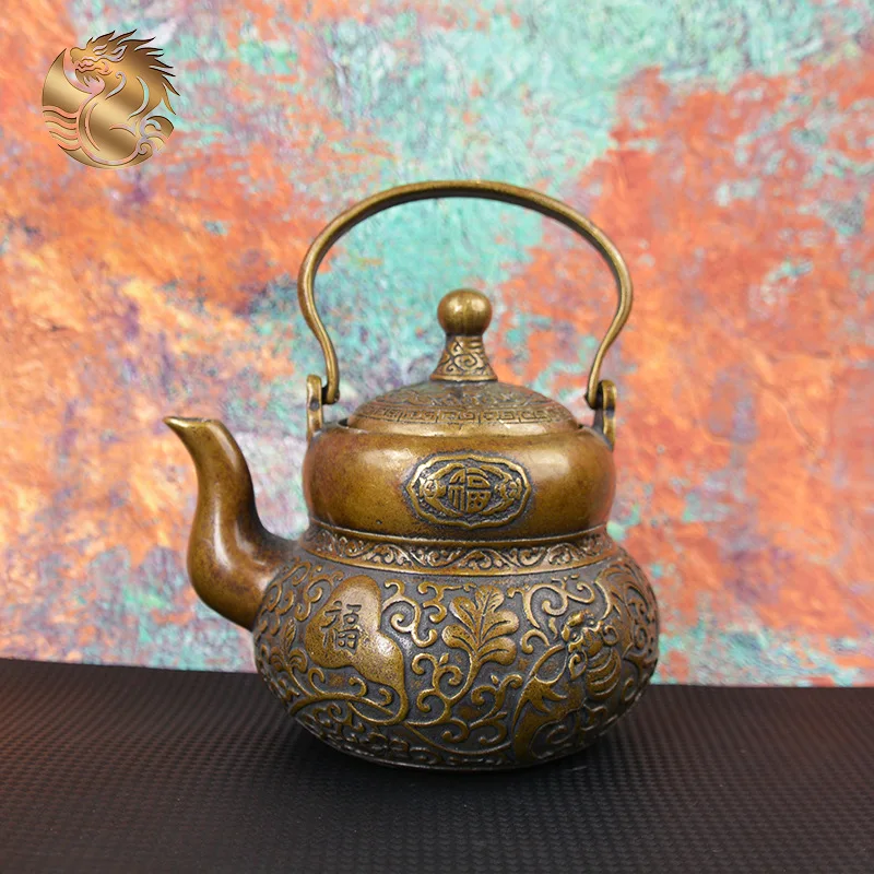 Brass Vintage Patina Gourd Antique Collection Fulu Copper Teapot Collectible Ornament
Brass Vintage Patina Gourd Antique Collection Fulu Copper Teapot Collectible Ornament