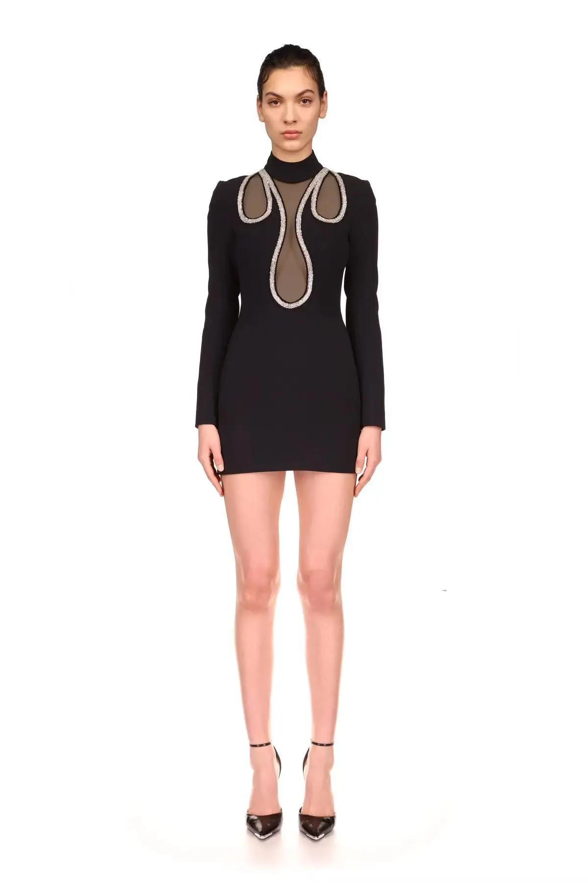 Женское сетчатое платье со стразами и вырезом, водолазка с длинным рукавом, бандажное короткое черное платье, роскошные элегантные вечерние свадебные платья
Женское сетчатое платье со стразами и вырезом, водолазка с длинным рукавом, бандажное короткое черное платье, роскошные элегантные вечерние свадебные платья