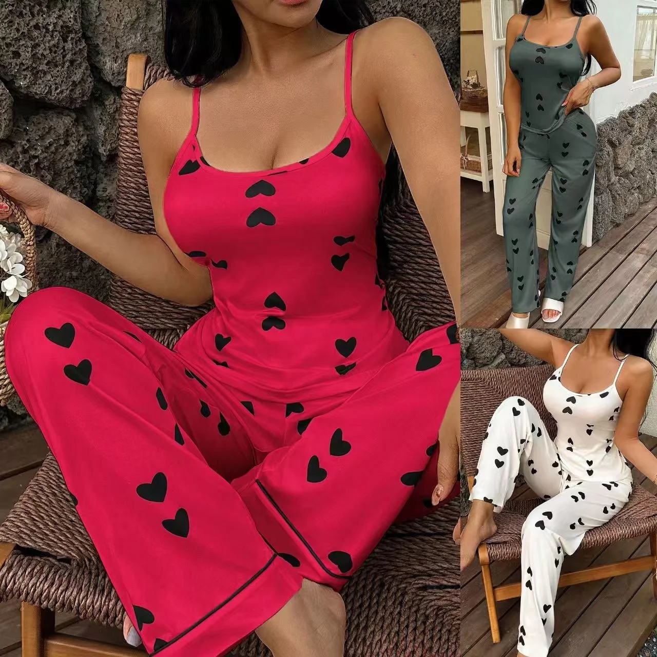 Sexy Backless Heart Strap Vest And Pants Set Home Clothes Long Sleeveless One-Shoulder Straight Leg Home Comfortwear Set
Sexy Backless Heart Strap Vest And Pants Set Home Clothes Long Sleeveless One-Shoulder Straight Leg Home Comfortwear Set
