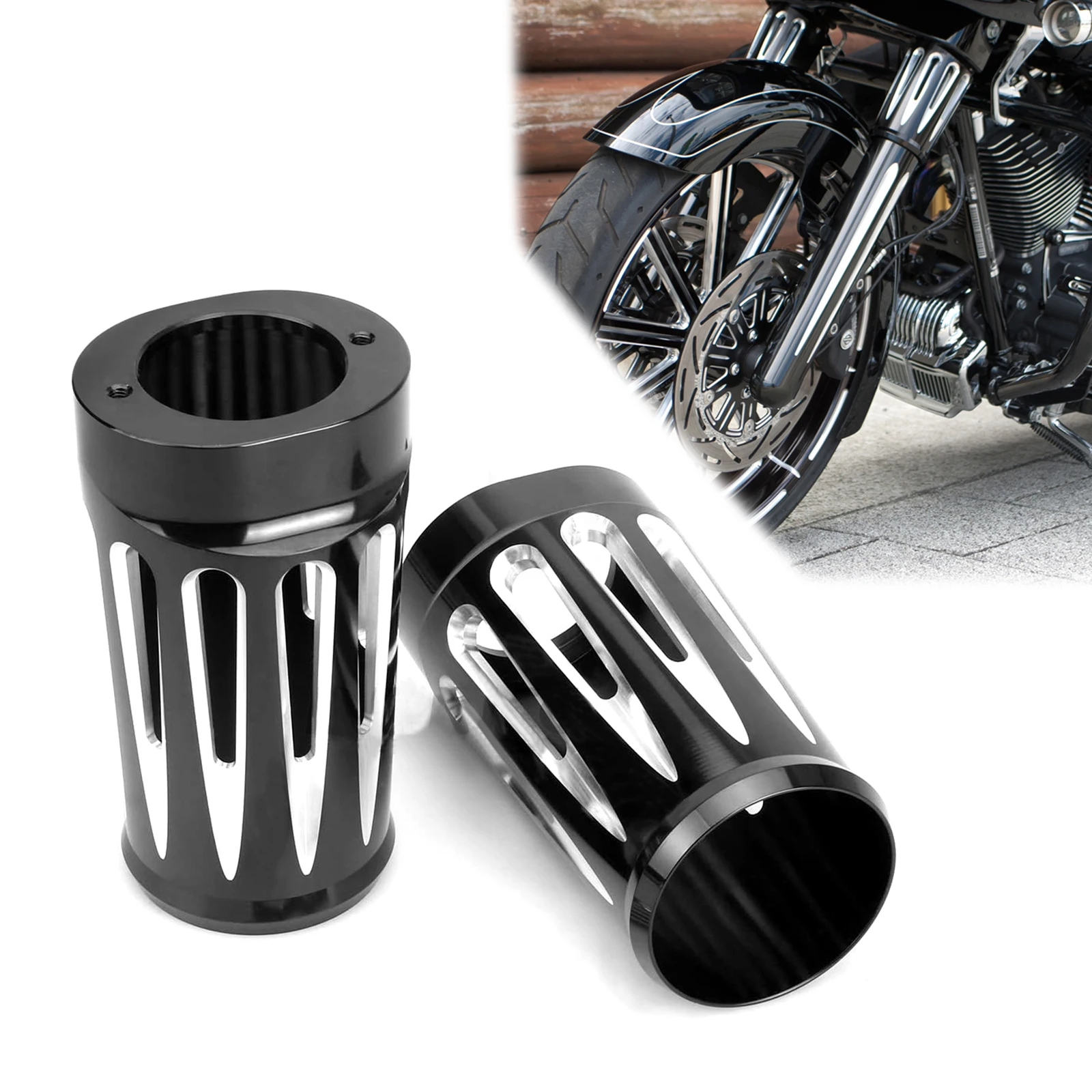 New Motorcycle Billet Front Fork Slider Cover Black High Performance for 1980-up Touring Road King FLHR Freewheeler FLRT Road
New Motorcycle Billet Front Fork Slider Cover Black High Performance for 1980-up Touring Road King FLHR Freewheeler FLRT Road