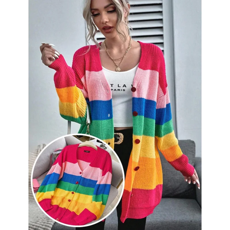 Striped Knit Cardigan Women's Spring Fashion Outerwear Comfortable Soft Material Open Front Design Casual Chic Style
Striped Knit Cardigan Women's Spring Fashion Outerwear Comfortable Soft Material Open Front Design Casual Chic Style