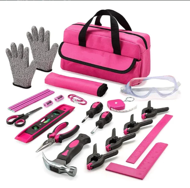 25Piece Kids Tool Set with Real Hand Tools, Pink Durable Storage Bag, Children Learning Tool Kit for Home DIY and Woodworking
25Piece Kids Tool Set with Real Hand Tools, Pink Durable Storage Bag, Children Learning Tool Kit for Home DIY and Woodworking