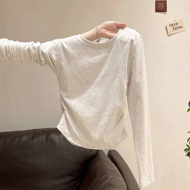 Women's Cotton Ruched Long Sleeve T-Shirt High Waist Irregular Hem Slim Fit Crew Neck Base Layer TopYY1
Women's Cotton Ruched Long Sleeve T-Shirt High Waist Irregular Hem Slim Fit Crew Neck Base Layer TopYY1
