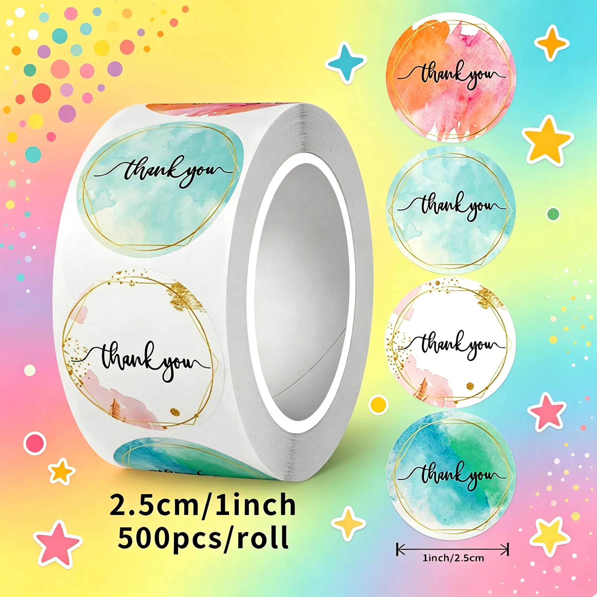 500Pcs Round Thank You Stickers, Watercolor Gold Foil Self‑Adhesive Labels, Envelope Sealing Stickers, Cute Gift Packaging Decor
500Pcs Round Thank You Stickers, Watercolor Gold Foil Self‑Adhesive Labels, Envelope Sealing Stickers, Cute Gift Packaging Decor