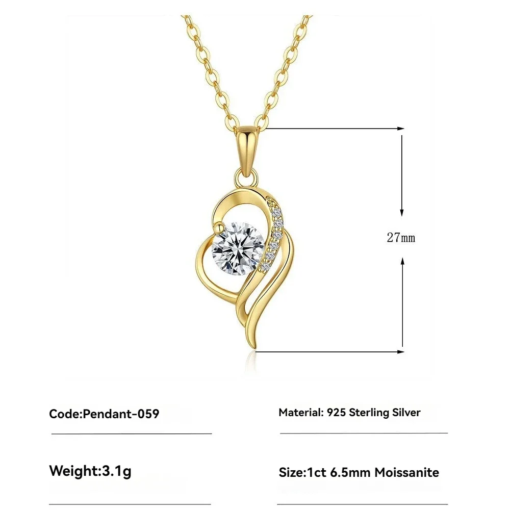 1ct 6.5mm Moissanite Personality Pendant Necklace for Women - Wedding Band Gift & Engagement Jewelry with Gold Plated Chain
1ct 6.5mm Moissanite Personality Pendant Necklace for Women - Wedding Band Gift & Engagement Jewelry with Gold Plated Chain