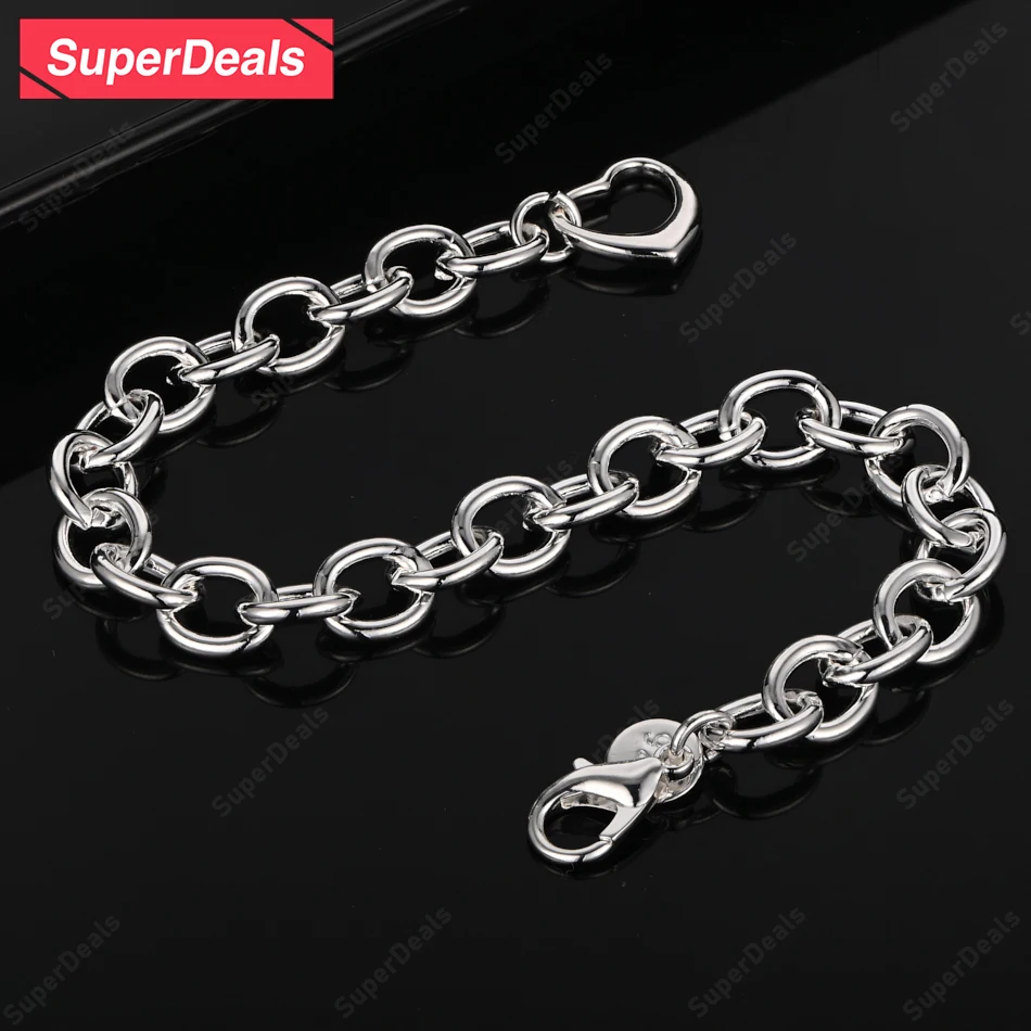 SuperDeals O Chain 925 Sterling Silver Heart Bracelet For Men Women Fashion Party Engagement Wedding Gift Couple Charm Jewelry
SuperDeals O Chain 925 Sterling Silver Heart Bracelet For Men Women Fashion Party Engagement Wedding Gift Couple Charm Jewelry