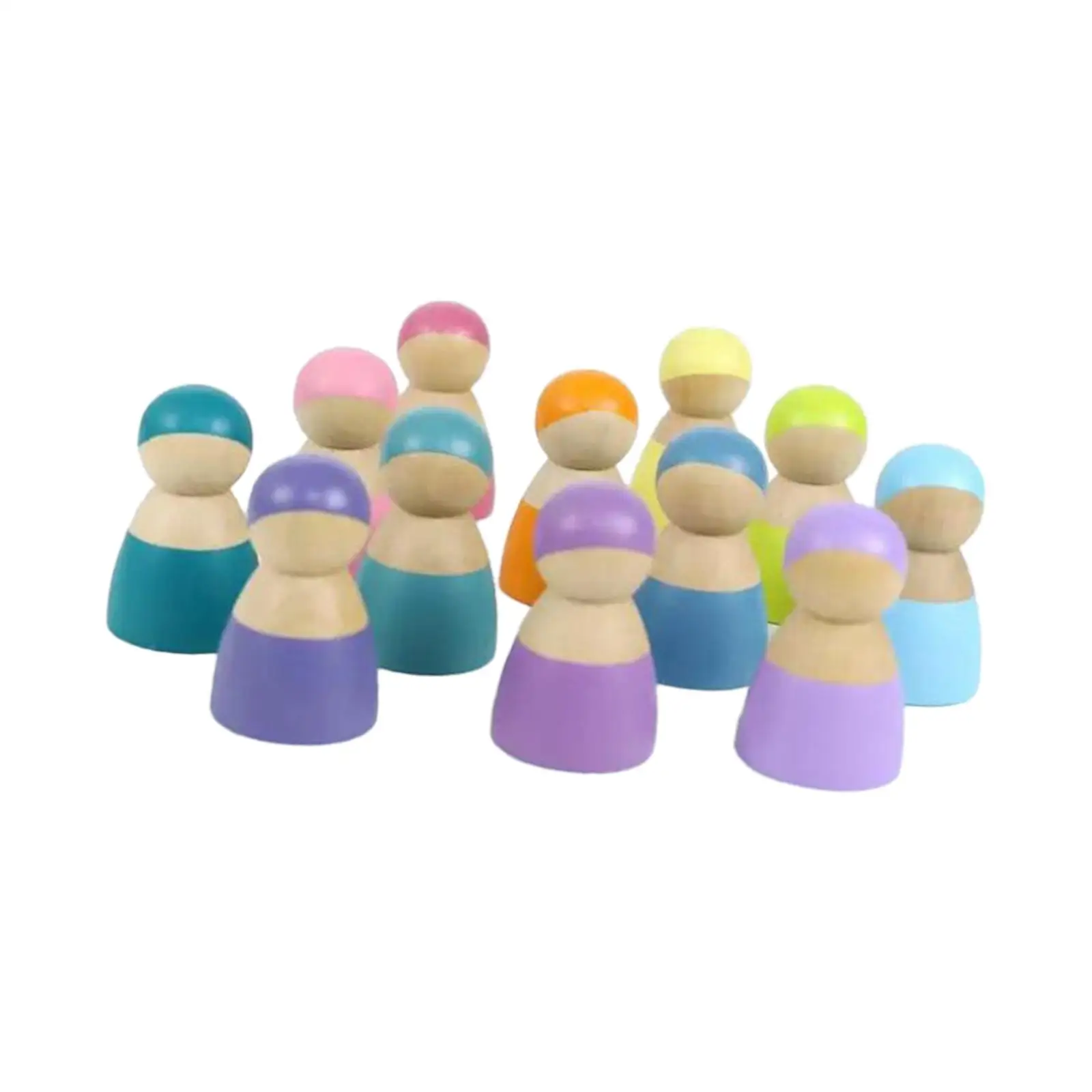12 Pieces Rainbow Wood Peg Dolls Pretend Play People Figures for Rainbow Building Blocks Table Party Trains Tracks
12 Pieces Rainbow Wood Peg Dolls Pretend Play People Figures for Rainbow Building Blocks Table Party Trains Tracks