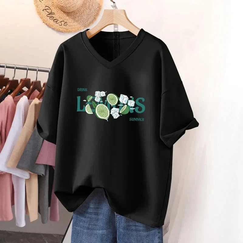 Plus Size 6XL 150KG Summer Women's Hearted Cotton Short Sleeve T-shirt V Neck Lady Tops Big Oversized t-shirt Woman Clothing
Plus Size 6XL 150KG Summer Women's Hearted Cotton Short Sleeve T-shirt V Neck Lady Tops Big Oversized t-shirt Woman Clothing