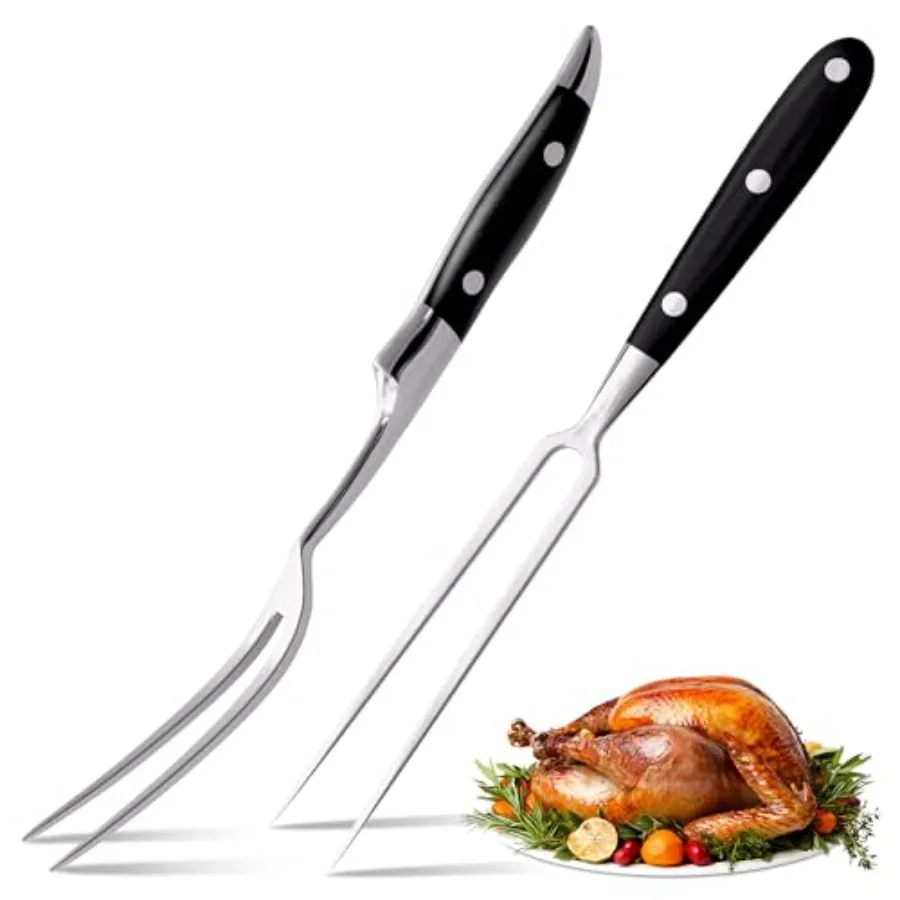 2-Pack Carving Fork for Meat — 12" Stainl Steel Straight and Curved Meat Fork Set with Heat-Resistant Wood and ABS Handles — Pr
2-Pack Carving Fork for Meat — 12" Stainl Steel Straight and Curved Meat Fork Set with Heat-Resistant Wood and ABS Handles — Pr