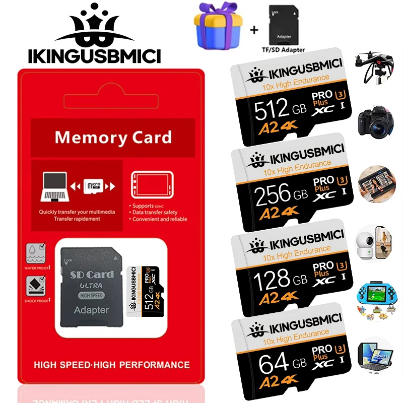 Memory Card 128GB/64GB/32GB/256GB/512GB Adapter - A1 C10 Class 10 UHS-I, 4K Ultra HD Video Support for Tablet, Camera,
Memory Card 128GB/64GB/32GB/256GB/512GB Adapter - A1 C10 Class 10 UHS-I, 4K Ultra HD Video Support for Tablet, Camera,