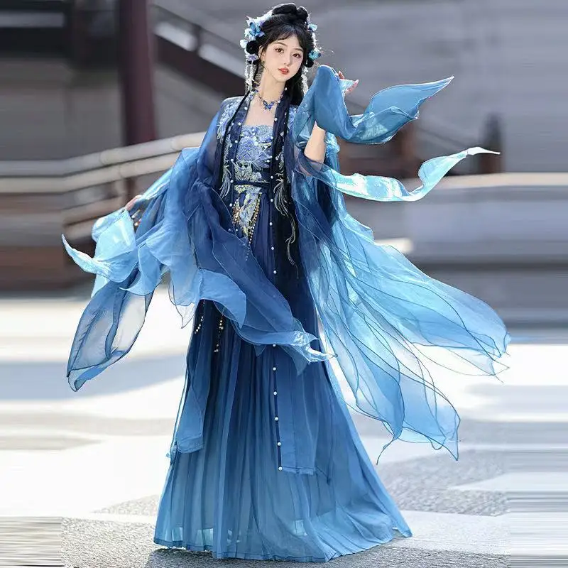Vintage Cyan Blue Hanfu Dress Women's Traditional Chinese Embroidered Clothing Halloween Party Princess Cosplay Costume Outfit
Vintage Cyan Blue Hanfu Dress Women's Traditional Chinese Embroidered Clothing Halloween Party Princess Cosplay Costume Outfit