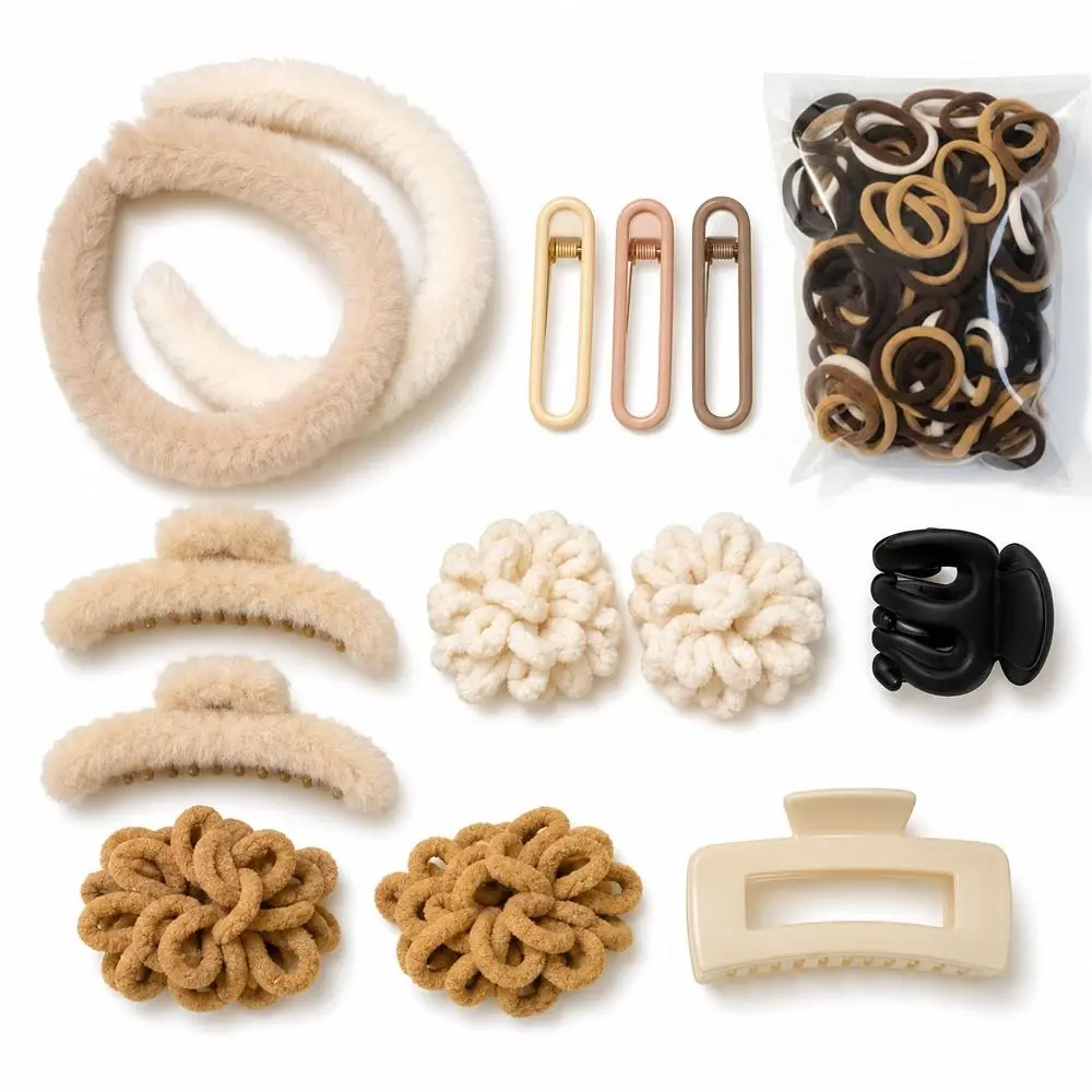 111Pcs Fuzzy Hair Accessories Set Soft Coffee Cream Tone Ponytail Holder Gift Pack Vintage Fluffy Headband Kit for Women Girls
111Pcs Fuzzy Hair Accessories Set Soft Coffee Cream Tone Ponytail Holder Gift Pack Vintage Fluffy Headband Kit for Women Girls
