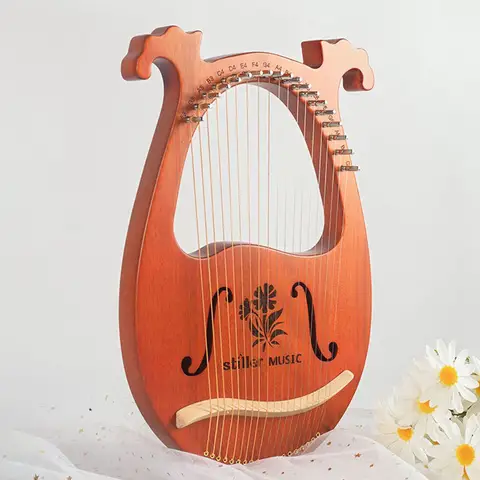 19 String Lyre Harp Beginner Portable Wooden Harp Children Practice Antler Shaped Harps Traditional Musical Stringed Instruments