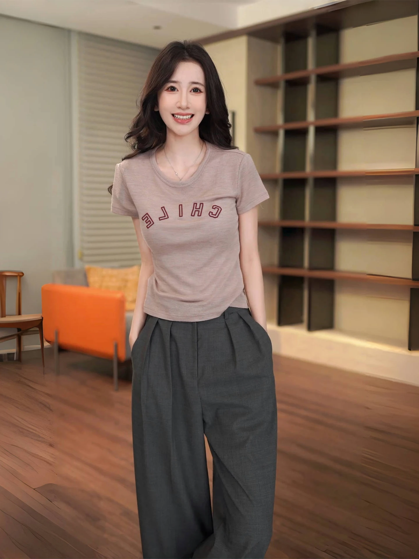 Zone round Ne ort Sve T-irt Wool Acetate Blend Summer Dra Breathable Women's mat Sle Straight Cut T-irt
Zone round Ne ort Sve T-irt Wool Acetate Blend Summer Dra Breathable Women's mat Sle Straight Cut T-irt