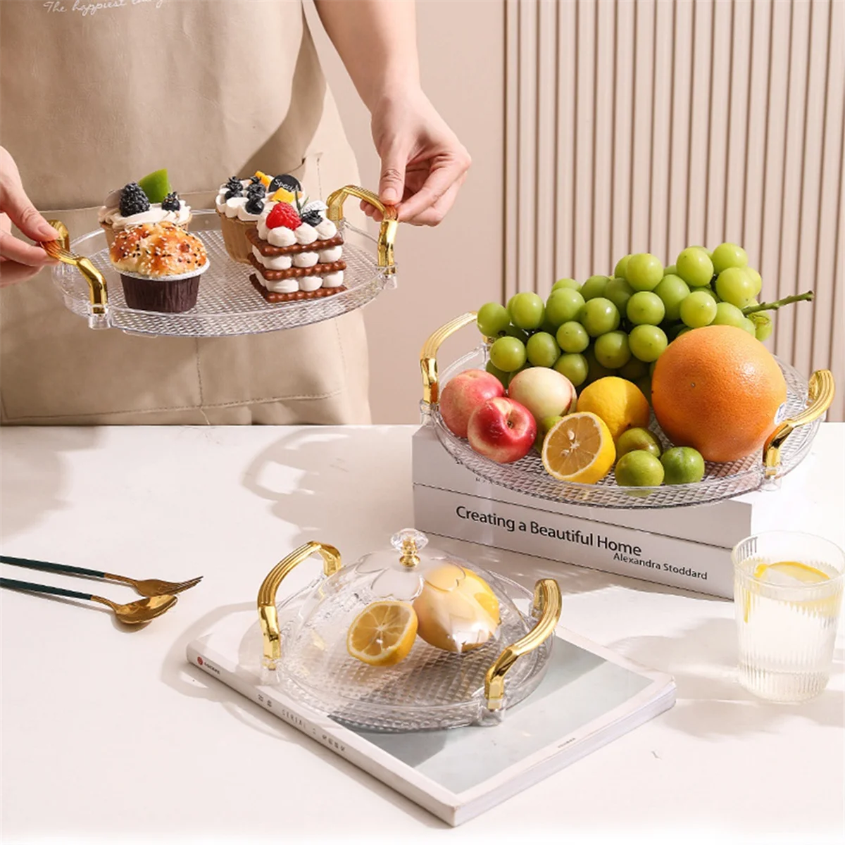 Cake Stand, Round Tray with Lid, Multipurpose Tray with Handle for Tea Breakfast Office Coffee Table Medium
Cake Stand, Round Tray with Lid, Multipurpose Tray with Handle for Tea Breakfast Office Coffee Table Medium