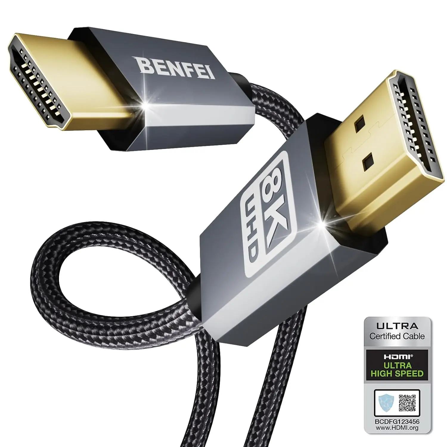 8K HDMI 2.1 Cable 48Gbps 6ft, Ultra High Speed, Nylon Braided, Aluminum Shell
8K HDMI 2.1 Cable 48Gbps 6ft, Ultra High Speed, Nylon Braided, Aluminum Shell