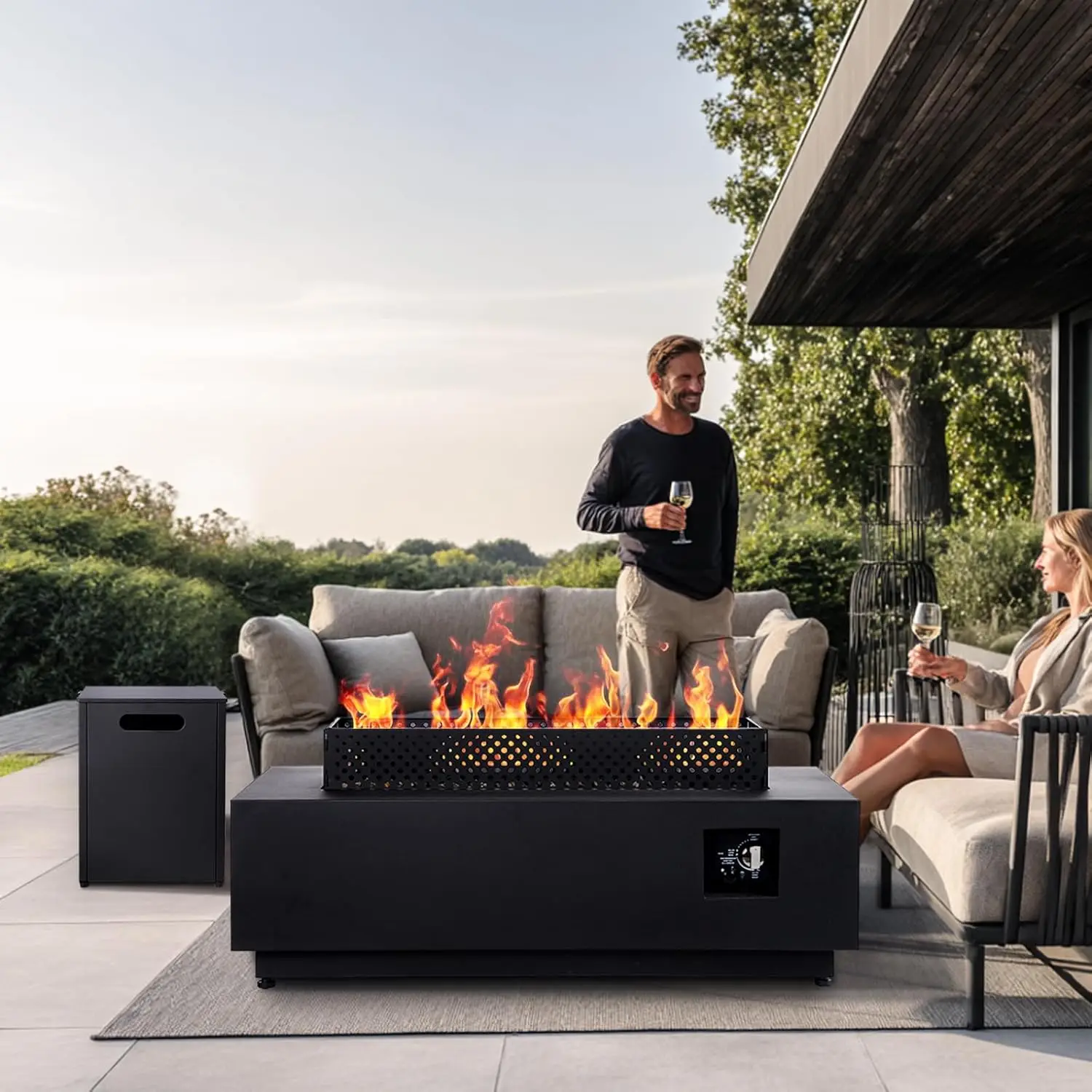 48in Rectangle Propane Fire Pit Table 50000BTU 3in1 Tank Cover Griddle Rain Cover Patio Balcony Courtyard, Customized
48in Rectangle Propane Fire Pit Table 50000BTU 3in1 Tank Cover Griddle Rain Cover Patio Balcony Courtyard, Customized