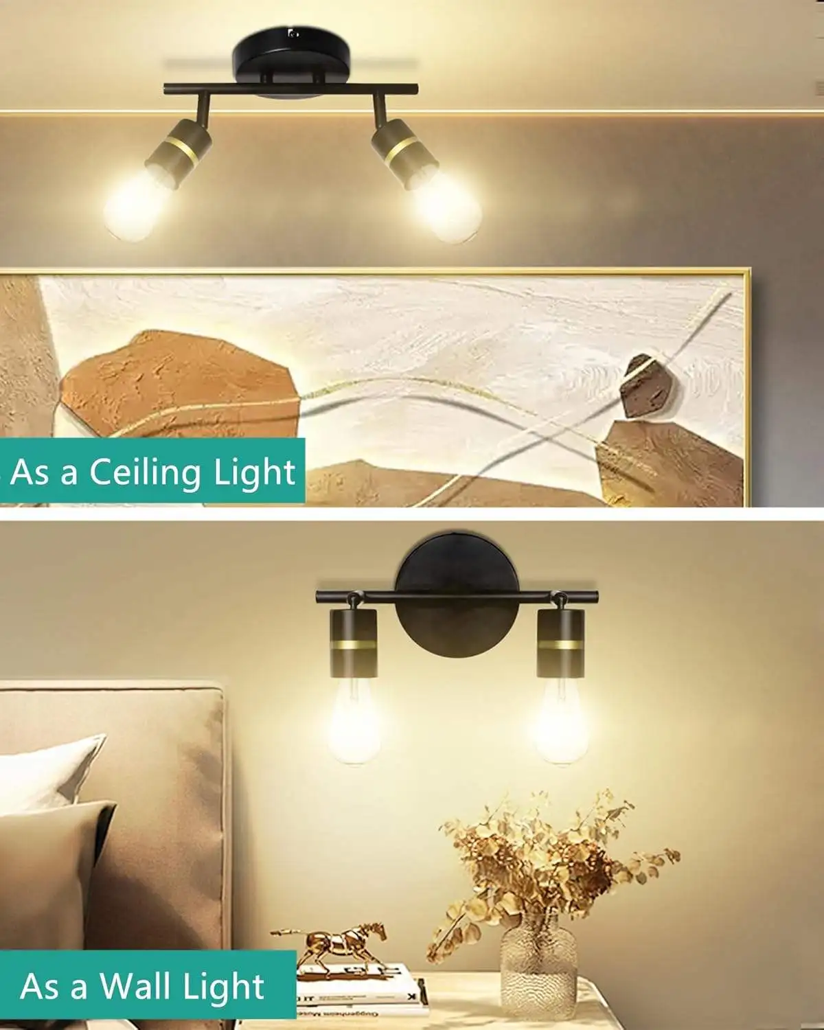 2 Heads Spotlight Adjustable E26 Wall Lamp Surface Mounted Black Ceiling for Home Indoor Bedroom
2 Heads Spotlight Adjustable E26 Wall Lamp Surface Mounted Black Ceiling for Home Indoor Bedroom