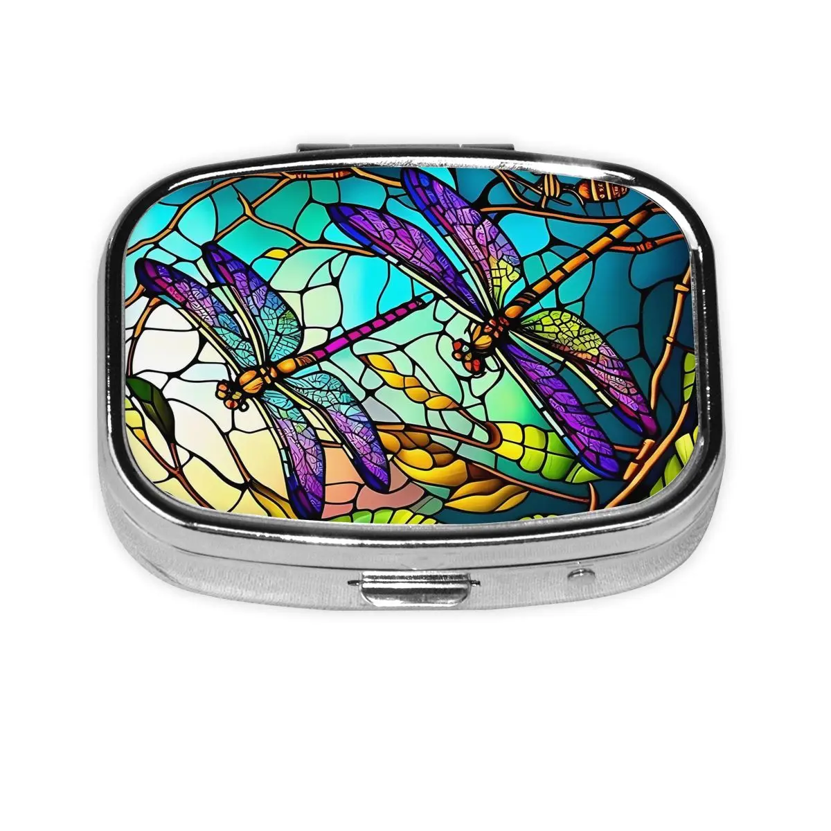 Stained Glass Dragonfly Pill Box 2-Compartment Pills Dispenser Retro Graphic Portable Travel Medicine Storage Box Container
Stained Glass Dragonfly Pill Box 2-Compartment Pills Dispenser Retro Graphic Portable Travel Medicine Storage Box Container