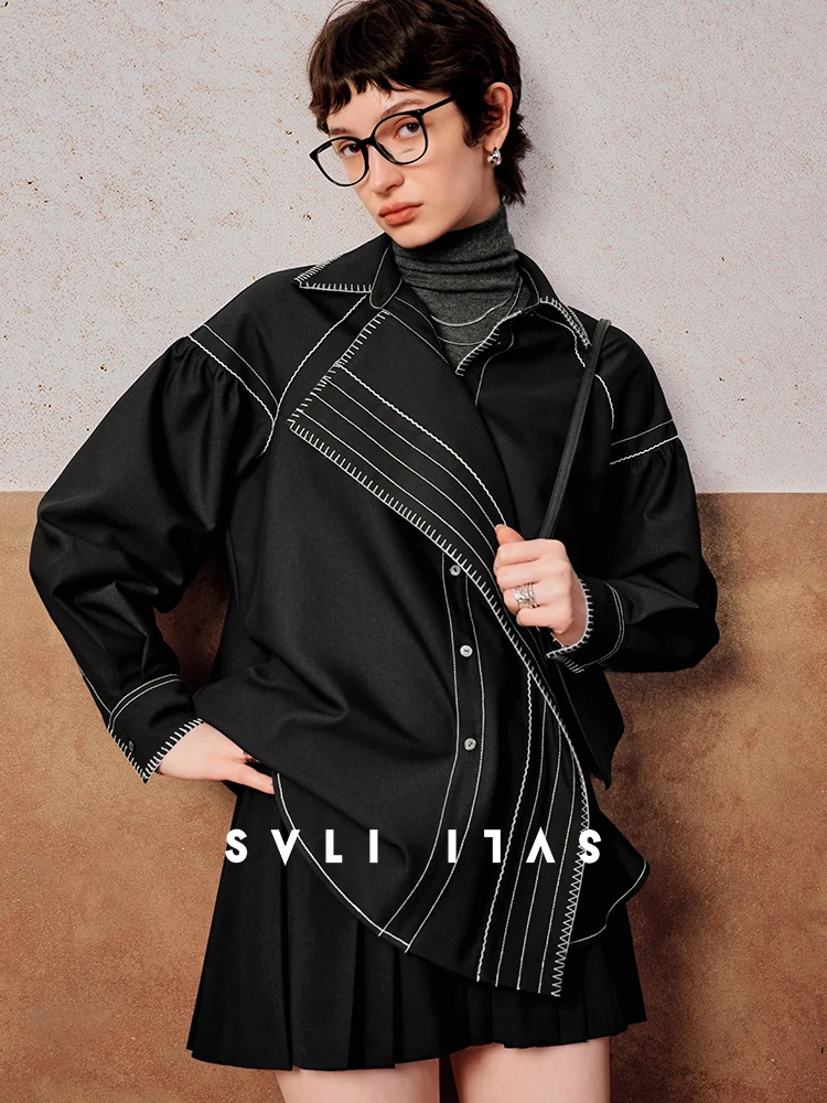 SVLI Asymmetric Color Blo Special Embroidery Decosition Sle Long irt Coat Loose Fit Commute Sle Women's Faion
SVLI Asymmetric Color Blo Special Embroidery Decosition Sle Long irt Coat Loose Fit Commute Sle Women's Faion