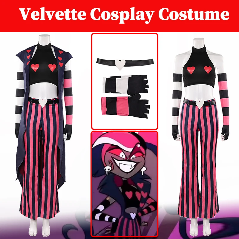 Hazzbin Velvette Cosplay Costume TV Hell Inn Disguise Fantasia Women Clothing Uniform Gloves Belt Set Halloween Party Suits
Hazzbin Velvette Cosplay Costume TV Hell Inn Disguise Fantasia Women Clothing Uniform Gloves Belt Set Halloween Party Suits