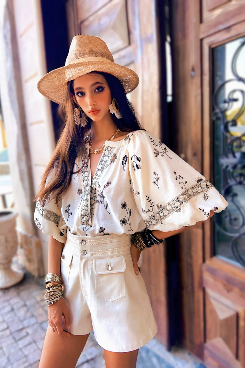 Summer Embroidery Shirt Vintage Loose Blouses Women's Top Separately Short Ruched Casual Shirt Y2K New DABUWAWA DM2BST010
Summer Embroidery Shirt Vintage Loose Blouses Women's Top Separately Short Ruched Casual Shirt Y2K New DABUWAWA DM2BST010
