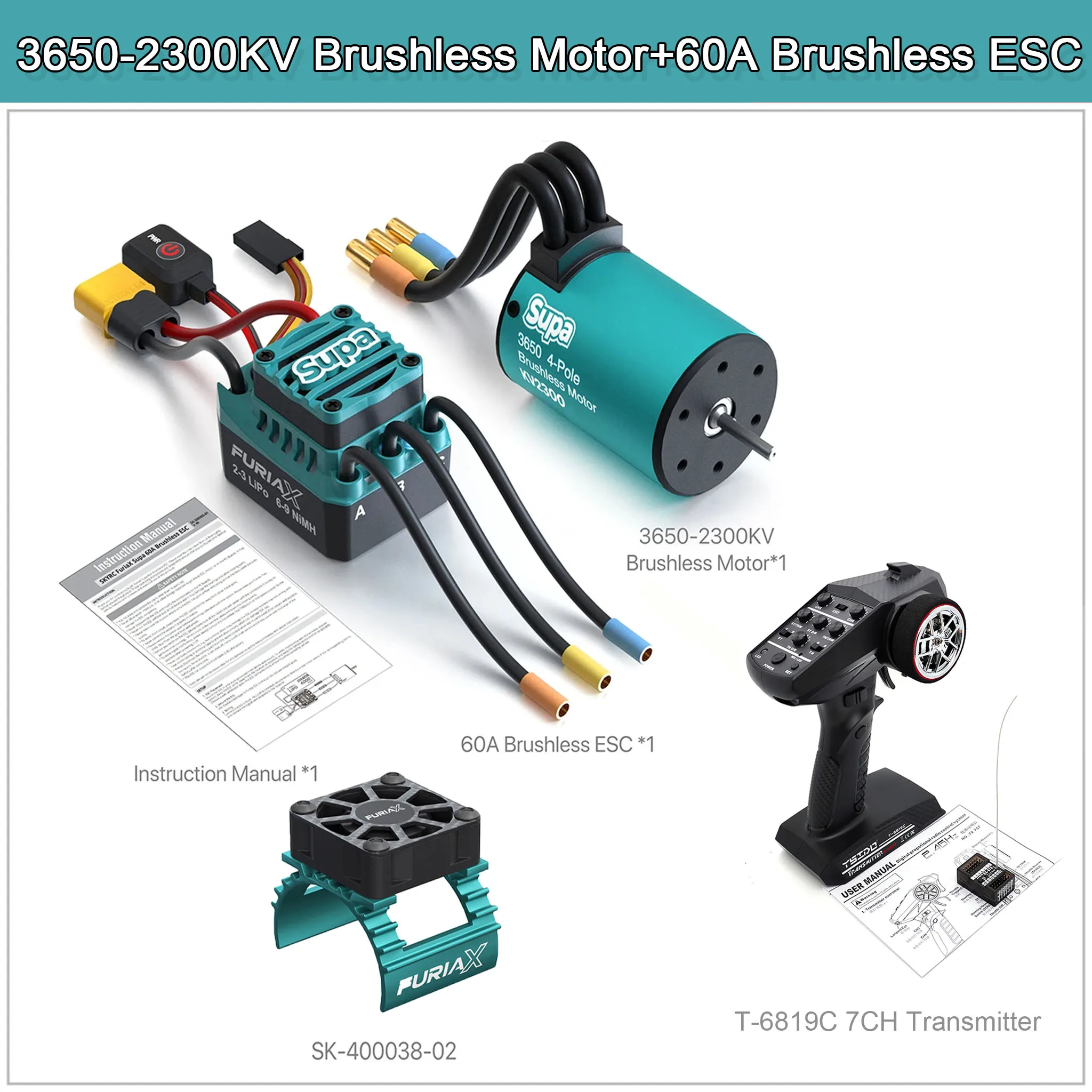 SKYRC FuriaX Supa 3650 Brushless Motor ESC Combo 60A 2-3S LiPo Compatible 3.175mm Shaft for 1/10 Scale Touring Buggy Short Cours
SKYRC FuriaX Supa 3650 Brushless Motor ESC Combo 60A 2-3S LiPo Compatible 3.175mm Shaft for 1/10 Scale Touring Buggy Short Cours