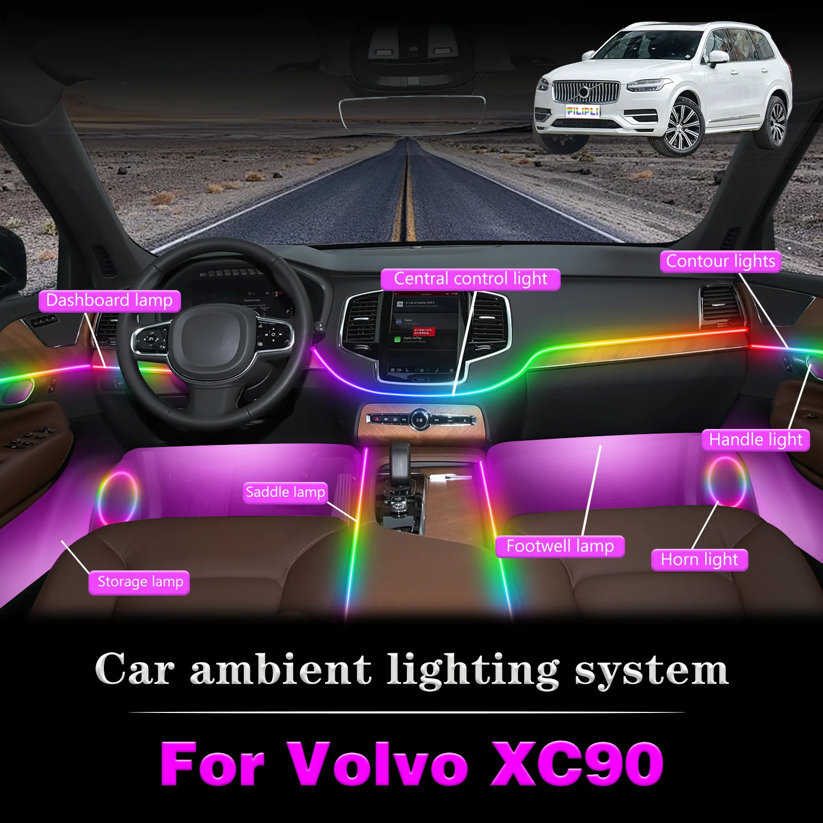 Для Volvo XC90 умный пульт дистанционного управления салона автомобиля окружающее освещение RGB 64 цвета светодиодный энергосберегающий эффективный набор ламп
Для Volvo XC90 умный пульт дистанционного управления салона автомобиля окружающее освещение RGB 64 цвета светодиодный энергосберегающий эффективный набор ламп