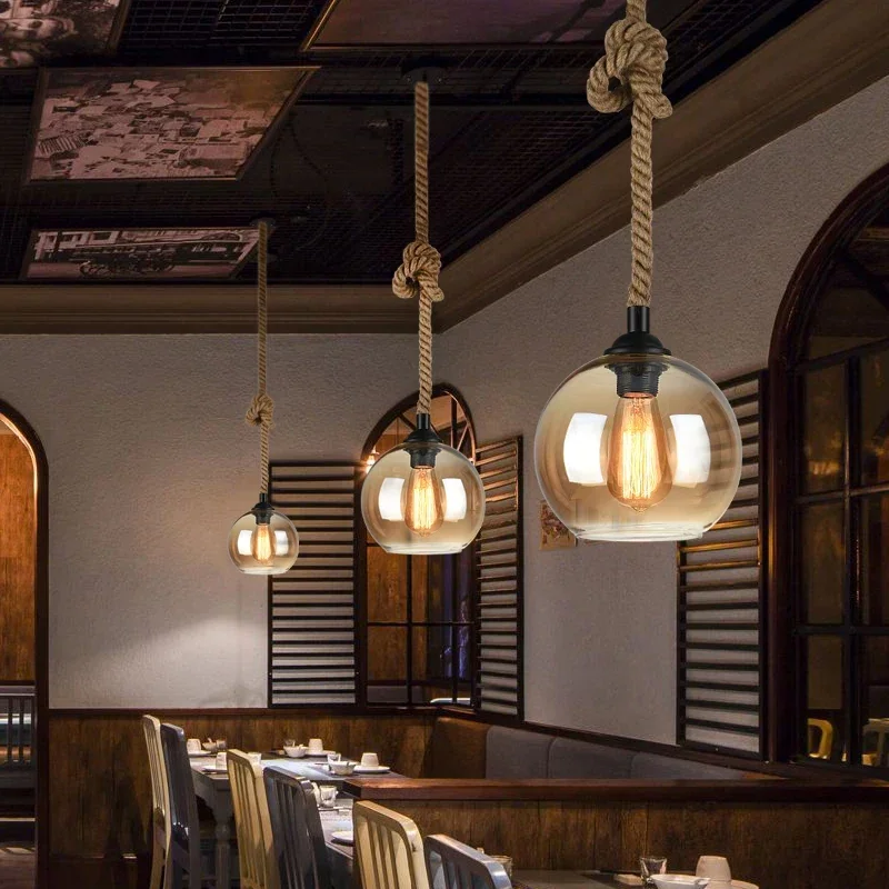 Creative Personality Restaurant Bar Clothing Store Loft Retro Twine Single Industrial Wind Glass Chandelier
Creative Personality Restaurant Bar Clothing Store Loft Retro Twine Single Industrial Wind Glass Chandelier