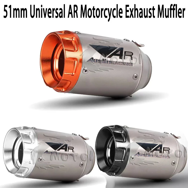 AR 51mm Universal Motorcycle Exhaust Muffler Escape For Kawasaki300 400 800 1000 CB300R R3 R6 MT07 MT09 DUKE390 ZX6R S1000RR Etc
AR 51mm Universal Motorcycle Exhaust Muffler Escape For Kawasaki300 400 800 1000 CB300R R3 R6 MT07 MT09 DUKE390 ZX6R S1000RR Etc
