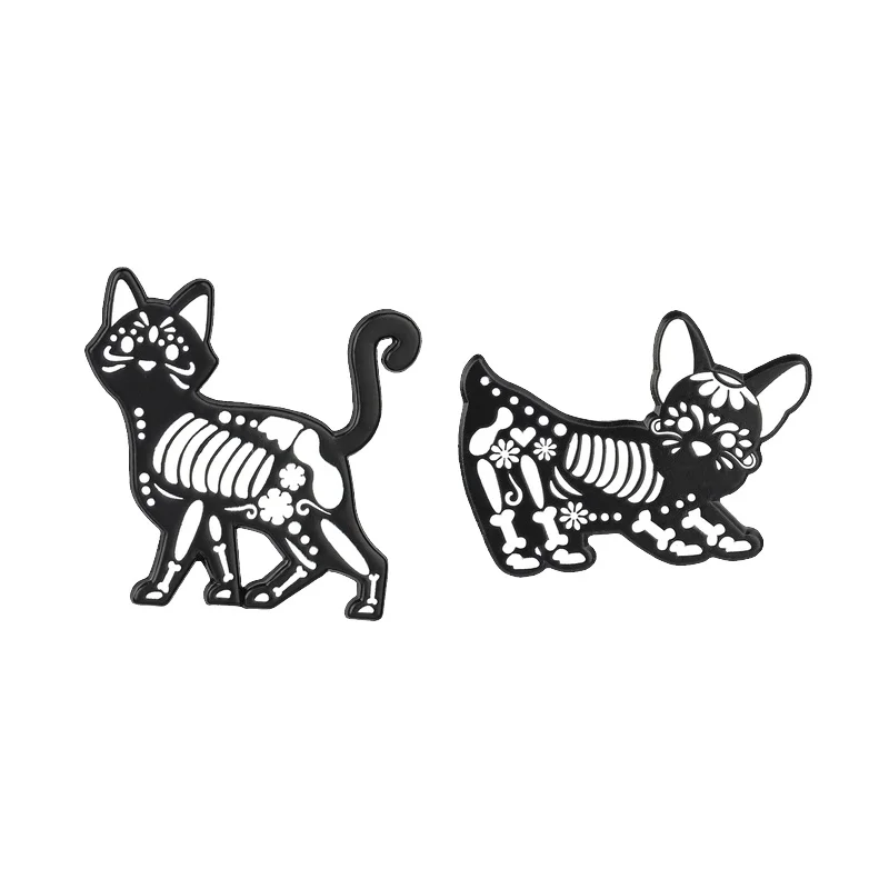 Skeleton Cat Mexican Day Of The Dead Enamel Pin Gothic Skeleton Floral Prints Bone Cat Metal Brooch Backpack Lapel Badge Jewelry
Skeleton Cat Mexican Day Of The Dead Enamel Pin Gothic Skeleton Floral Prints Bone Cat Metal Brooch Backpack Lapel Badge Jewelry
