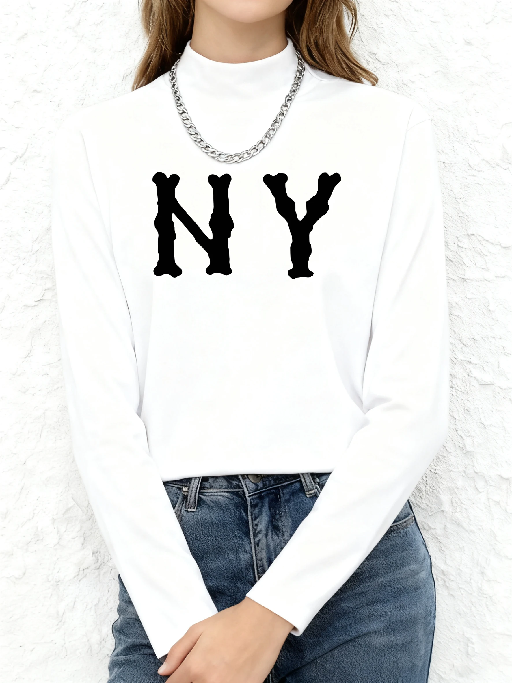 Футболки с дизайном буквы N и Y, женская флисовая базовая рубашка с высоким воротником, повседневная спортивная одежда, осень-зима, с длинными рукавами
Футболки с дизайном буквы N и Y, женская флисовая базовая рубашка с высоким воротником, повседневная спортивная одежда, осень-зима, с длинными рукавами